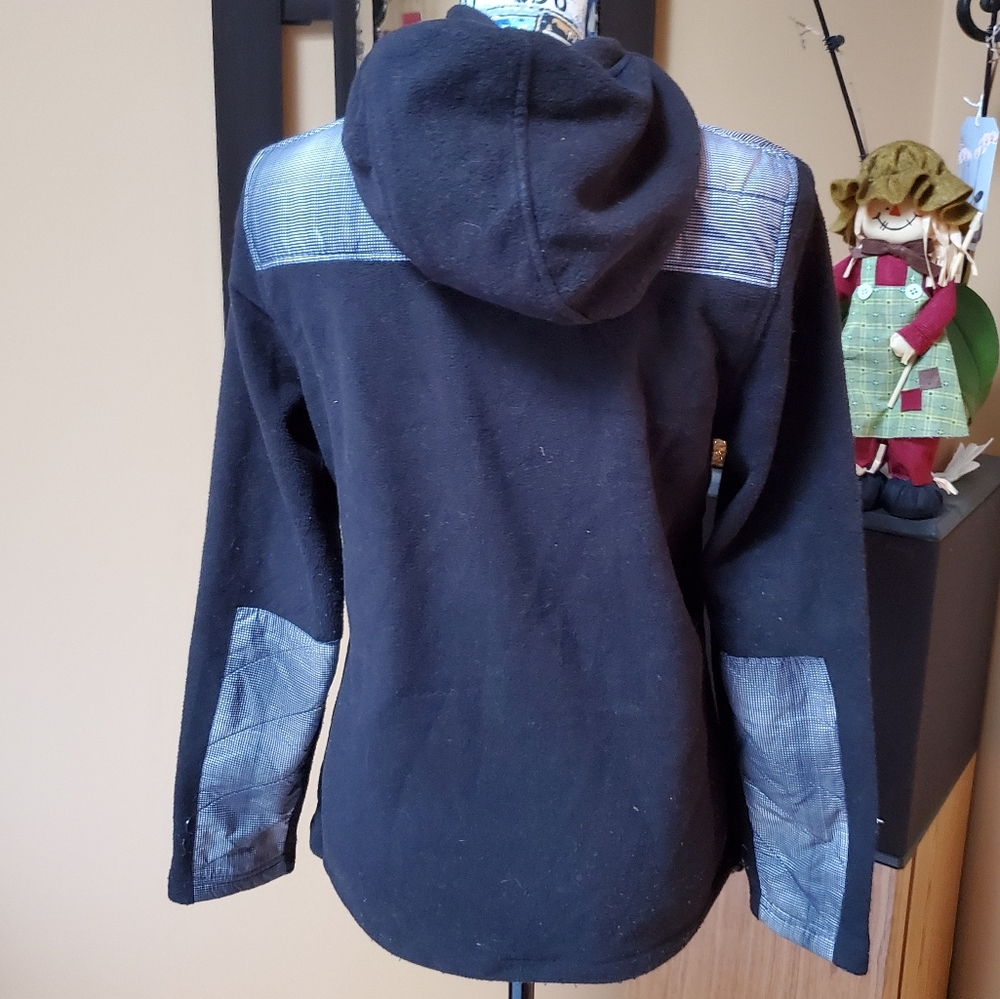 NEW BALANCE BLACK & GRAY HOODED FLEECE JACKET! - Picture 4 of 8